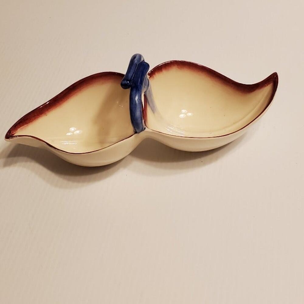 Vernon Kilns California Double Leaf Tray, Candy Dish, Condiment Server.